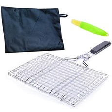 MEO 不鏽鋼燒烤架 烤魚烤網 + 油刷套組, 1套