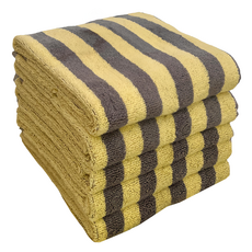 TERRY PALMER 條紋設計先染飯店毛巾 180g 30支 棉紗, 石灰色 + 陽光色, 5入, 1組