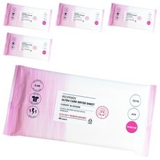 레시피박스 울트라케어 건조기용 드라이시트 섬유유연제 체리블라썸향 본품, 5개, 40개입