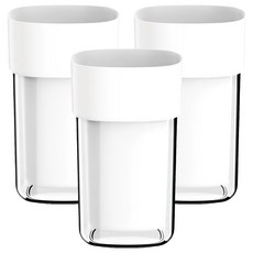 旅行漱口杯 Set 3個, PP/PS材質, 簡約白