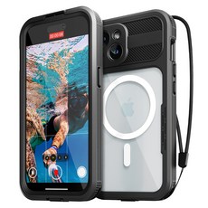 SINJIMORU MagSafe 全包覆 360度 Water-lock 防水殼 手機防水袋, iPhone 15 Plus, 1個