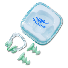 QILANG SKY WIZ 游泳耳塞+鼻夾組, 綠色, 1套