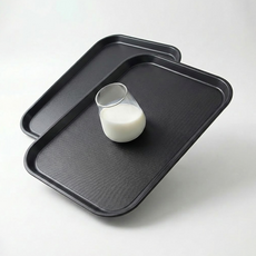 리빙메이트 논슬립 직사각 트레이, 블랙, 2개