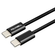 POLYWELL 寶利威爾 Type-C-Type-C編織快充線 PW15-W45-M812, 0.5m, 黑色, 1條