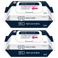 코디 데일리 손 앤 소독 물티슈 캡형, 60g, 50매, 2개