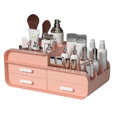 MF스토어 디자인 다용도 사무 용품 수납 서랍형 화장품 정리함, 1개, 핑크