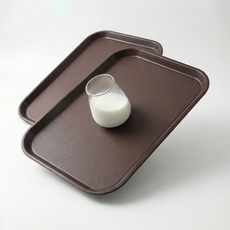 리빙메이트 논슬립 직사각 트레이, 브라운, 2개
