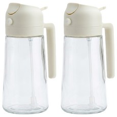 Reddot 紅點生活 倒噴兩用控量玻璃油瓶 米灰白, 470ml, 2個