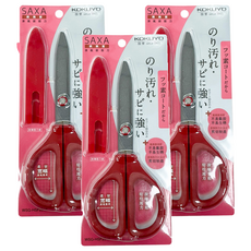 고쿠요 FIT SAXA 불소 코팅 캡가위, 레드, 3개