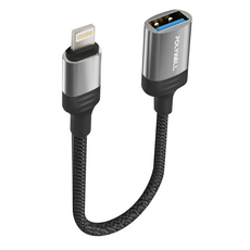 POLYWELL 寶利威爾 蘋果OTG轉接線 Lightning-USB 3.0-A, PW15-W45-A358, 黑色 + 灰色, 1條
