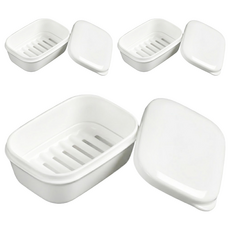 inomata 攜帶式肥皂盒 - 旅行必備 保持衛生清潔, 白色, 3個