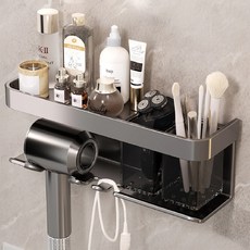 壁掛式吹風機置物架, 灰色, 1個