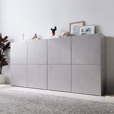 브릭 2400 2단 거실수납장 방문설치, 스톤그레이