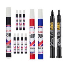 MONAMI 慕那美 油性圓頭麥克筆 黑色 8入+藍色+紅色+斜頭油性麥克筆組 黑色 2入, 混色, 1套