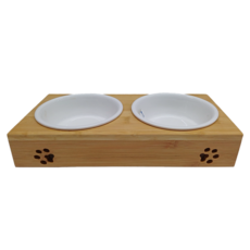 CatFeet 竹製方形雙碗 大陶瓷碗，31.4 x 15.3 x 6cm, 1個