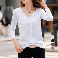 PAPERMENTS 女款翻領竹節棉長袖T恤