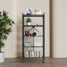 하비티 접이식 이동형 철제 폴딩 선반, 블랙, 5단