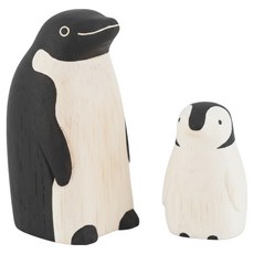 T-Lab. 手刻原木小動物親子組 企鵝, 原木, 親 (a parent) 約4 - 6 x 4 - 6 x 4 - 6H(cm) 子 (a child) 約3 - 5 x 3 - 5 x 3 - 5H(cm), 企鵝親子組