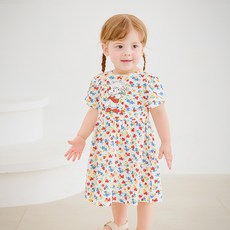 mollimelli 女童透氣Miko卡通人物小碎花連身裙
