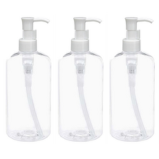 Glassdomae DTB250 容器(透明) + 按壓瓶 3個, 蓋帽（油泵）, 250ml