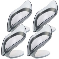 多功能瀝水香皂盒 V型瀝水造型 底部吸盤防滑設計, 灰色, 4個