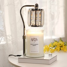 Candle Department Store ELSA長方形底座融蠟燈 銀白色+大豆蠟燭 750g, 白茉莉