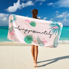 EANVIE 粉彩紅鶴沙灘巾, 混色, 1個