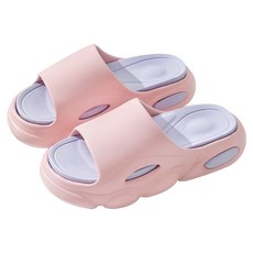 超厚造型踩屎感拚色eva軟底防滑耐磨拖鞋(粉色 39-40), 粉色, 39-40, 1入