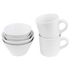 Bloom at home Modern Line 韓國餐具套組 6p, 白色的, 空氣 2p + 零食 2p + 杯子 2p