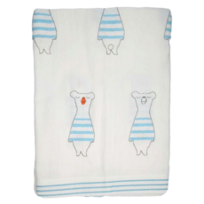 kontex QUICHE 二層紗可愛動物好眠嬰兒毯, 藍小熊