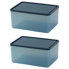 JAJU (JAJU) 柔軟保鮮密封容器 藍色 3800ml, 2個, 單品