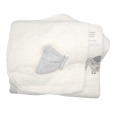 Kontex 今治純棉可愛動物連帽浴巾 日本製造 100%純棉 無毒安全, 灰小象, 1條