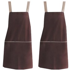 H型男款圍裙 3個口袋設計 實用方便, 咖啡底 + 米白肩帶, 2件