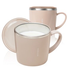 마더케이 국내제조 스테인리스 유아동 컵+뚜껑 세트, 베이지, 2세트, 250ml