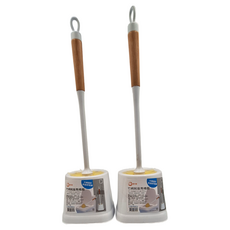 MIKA HOUSE 橘之屋 竹柄附座馬桶刷 41.5 x 12.5 x 12.5cm 2個, 白色 + 竹色, 1組