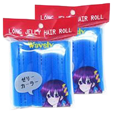 長型果凍髮捲 特大 3入, 藍色, 2包
