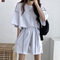 PEONIST 縫線圓領短袖短褲套裝