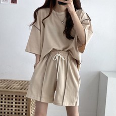 피어니스트 스티치 라운드 반팔 반바지 세트