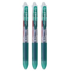 CROWN 前端可擦3色原子筆 0.48mm, 3個, 綠色