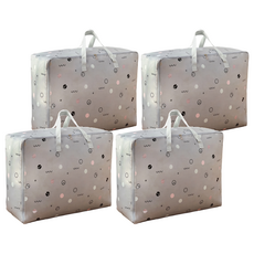 防潑水牛津布衣物棉被防塵收納袋 加厚耐磨 防落塵防蟲咬 穩固提把設計 換季收納旅行適用, 灰圈圈 灰色, 2組