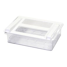 PEARL LIFE 珍珠金屬 冰箱架底部抽屜型儲物盒 深型 附蛋架 Skit 系列, 透明色 + 白色, 1個