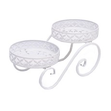 京太陽 高盤款鐵藝圓形花架, 52 x 27 x 25cm, 白色, 1個