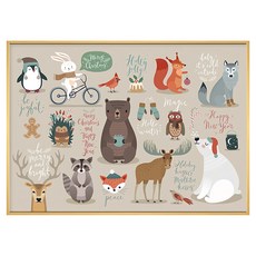 森林小動物的祝福 掛畫, 木色