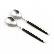 Bogen 韓國產 Le Bien 緞面餐具 沙拉匙, 黑色, 2個