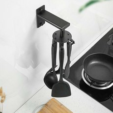 MONACO OLIVE 6格掛鉤旋轉廚具架, 黑色的, 1個