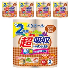 elleair 艾黎艾爾 無漂白超吸收廚房紙巾 2捲x5包入,超強吸水,不含螢光劑,廚房清潔, 2捲, 5袋