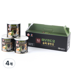 더국민 아보카도유 솔뫼 광천김 캔 3p 선물세트, 4개, 90g