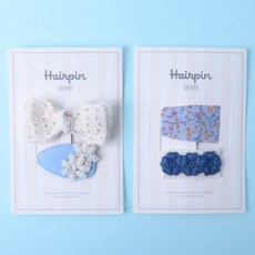 女童藍色春季髮夾4件組