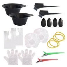 타이탄 셀프 염색 파마 도구 준비물 8종 세트 염색볼 염색브러쉬 헤어캡 숄 장갑 귀마개 고무줄 헤어클립, 2세트, 랜덤발송(헤어 클립)