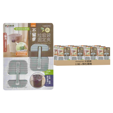 minono 米諾諾 不留痕垃圾袋固定夾 固定夾5.8 x 4 x 1cm + 貼片5.6 x 1.4cm 2個, 顏色隨機, 12組